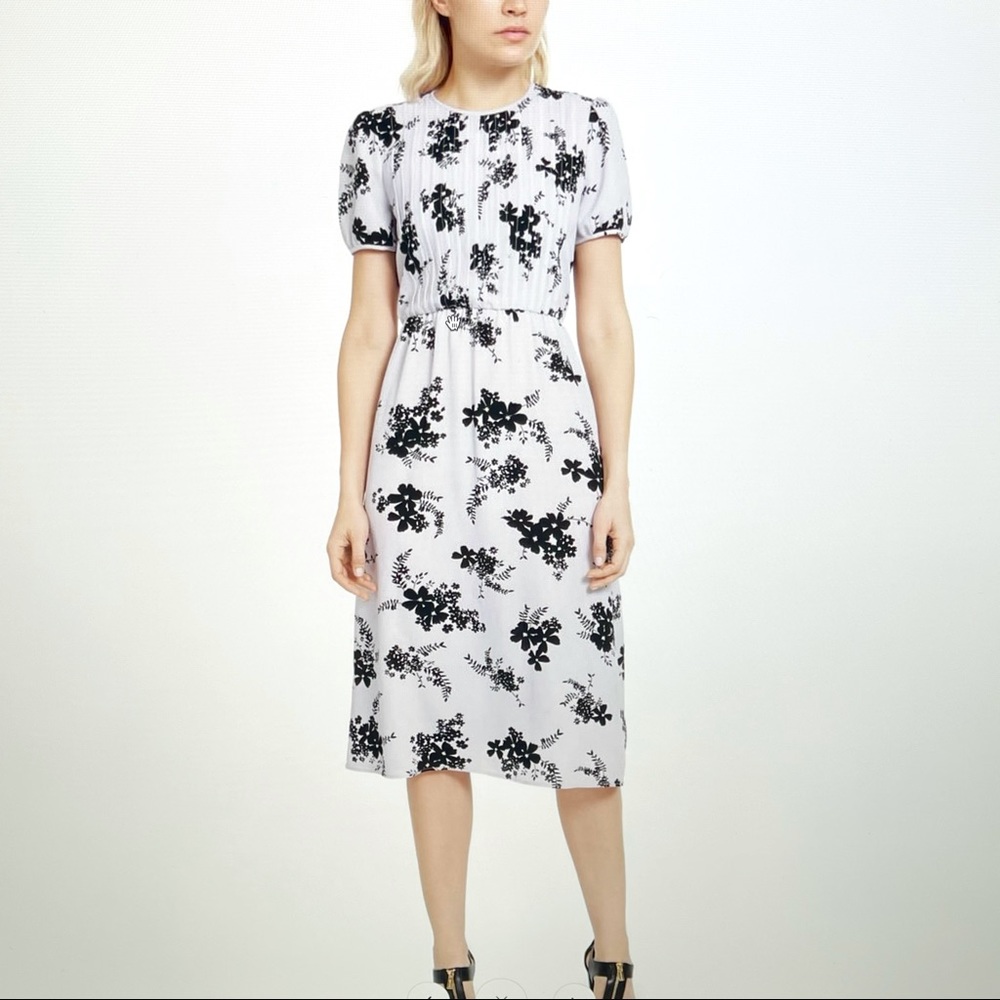 NWT Micheal Kors Floral Print Pintuck Midi Dress